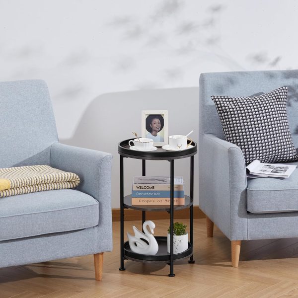 Dulcii Industrial Round End Table, 3 Tiers Round Side Table ... - Image 9