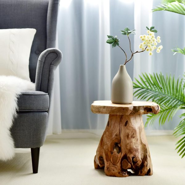 WELLAND Tree Stump Stool Live Edge, Natural Edge Side Table,... - Image 2