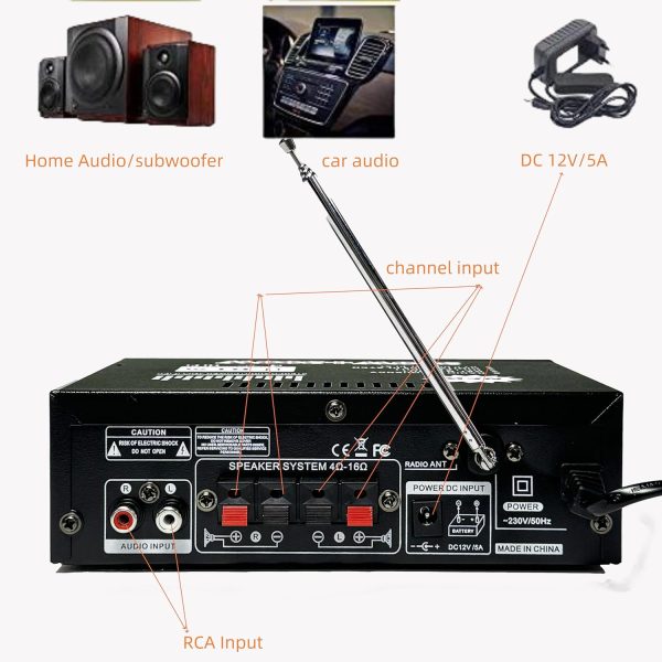 600W Amplifier, HiFi Audio Stereo BT Portable Radio for Car ... - Image 4