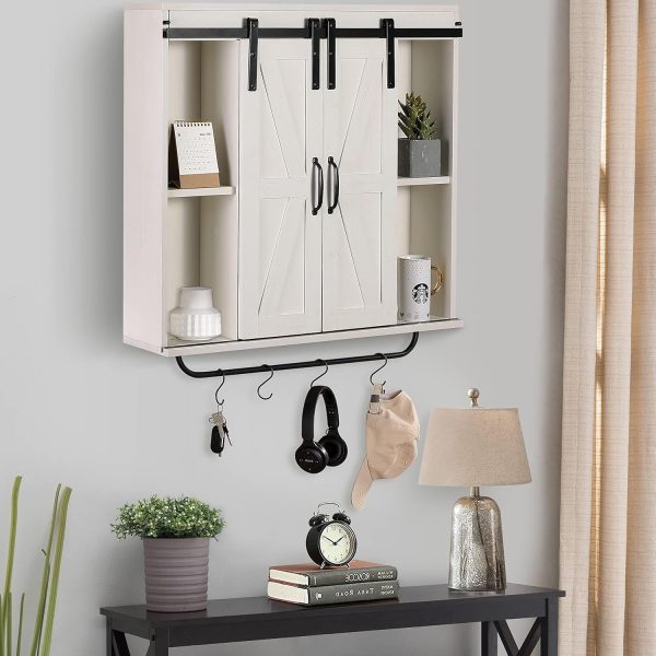RUSTOWN Rustic Wood Wall Storage Cabinet with Two Sliding Ba... - Image 5