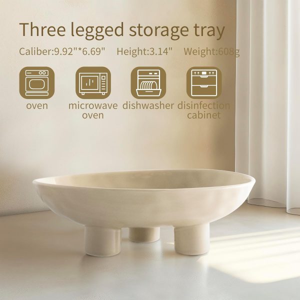 SEICASAYA Three-Legs Ceramic Fruit Bowl, 25cm Ceramic Bowl f... - Image 3