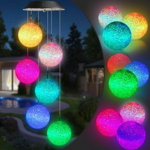 Toodour Solar Wind Chimes Lights, Color Changing Ball Wind C...