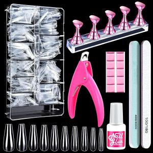 Clear Coffin Nail Tips, Long Coffin Nails Full Cover, 600pcs...