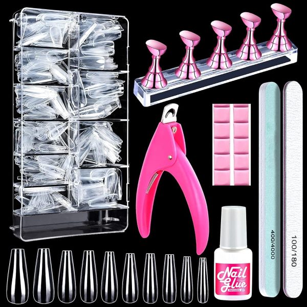 Clear Coffin Nail Tips, Long Coffin Nails Full Cover, 600pcs...