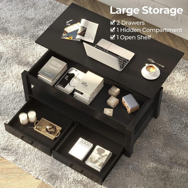 Rolanstar Coffee Table, Lift Top Coffee Table with Drawers a... - Image 5