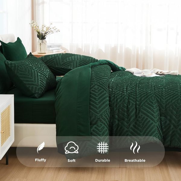 Andency Queen Comforter Set 7 Piece Dark Emerald Green - Bed... - Image 7