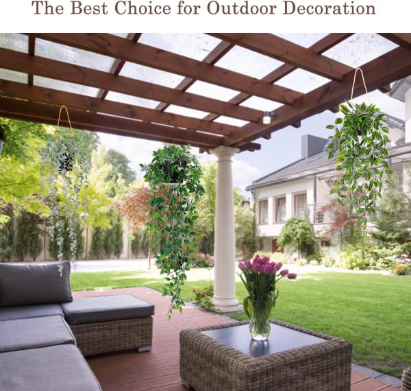 Artificial Hanging Plants 3Pcs Potted Greenery Decor - Grey ... - Image 7