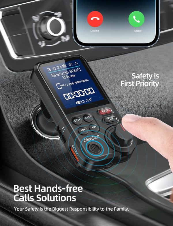 Nulaxy Car Bluetooth Transmitter, Strong Microphone Bluetoot... - Image 2