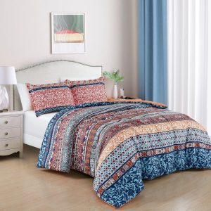 Chezmoi Collection Shore 3-Piece Boho Stripe Queen Comforter...