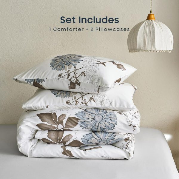 Wake In Cloud - Floral Comforter Set, Botanical Flowers Patt... - Image 5