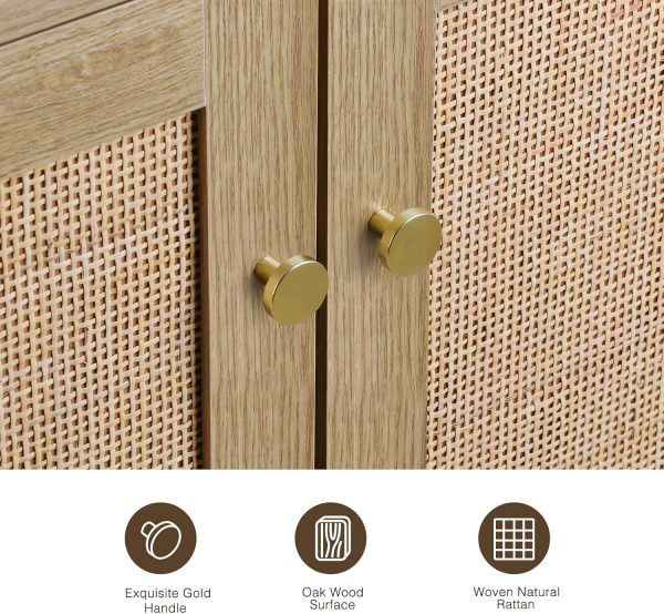 Anmytek Rattan Cabinet with 2 Doors, Accent Storage Cabinet ... - Image 4