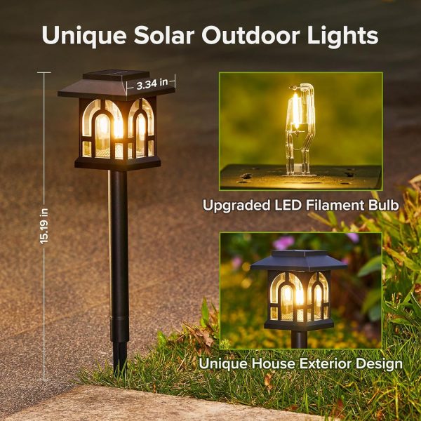 KOOPER Solar Pathway Lights Outdoor, 8 Pack Retro Solar Land... - Image 5