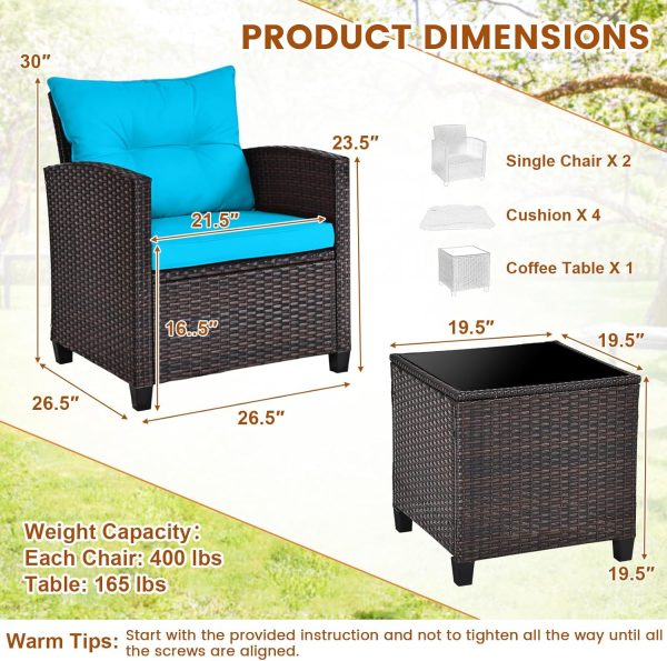 ORALNER 3 Pieces Wicker Patio Furniture Set, Outdoor Convers... - Image 6