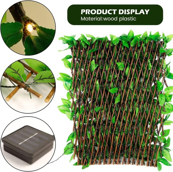 Expandable Fence with Solar String Lights, Ivy Privacy Fence... - Image 2
