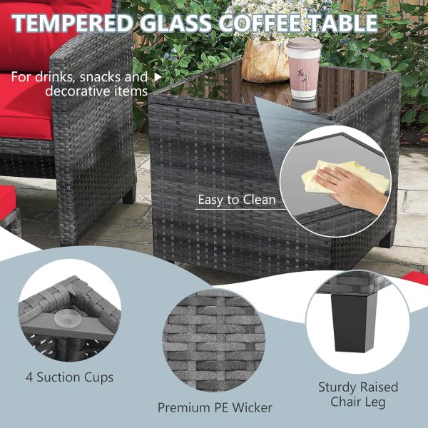 ORALNER 5 Pieces Patio Furniture Set with Ottoman, Wicker Co... - Image 6