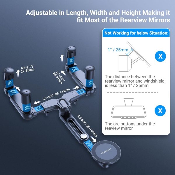 PROfezzion Rearview Mirror & Vent Clip Magnetic Phone Holder... - Image 4