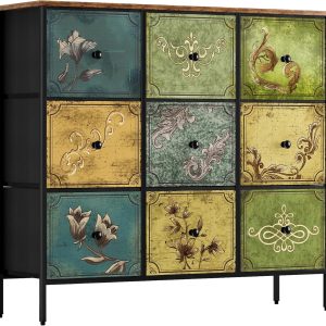 DOVAMY Drawer Dresser with 9 Fabric Drawers, Dresser Storage...
