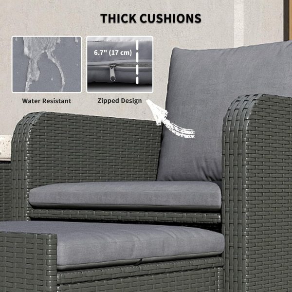 Outsunny 5 Pieces Rattan Patio Furniture Set, Wicker Outdoor... - Image 6