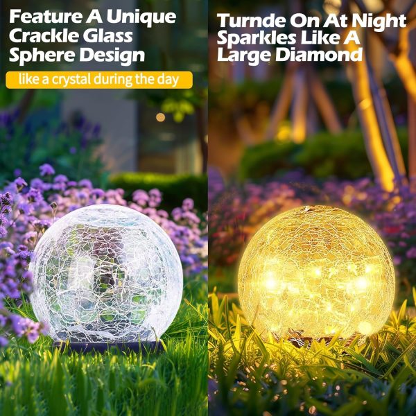 Garden Solar Ball Lights Outdoor Waterproof, 80 LED Cracked ... - Image 5