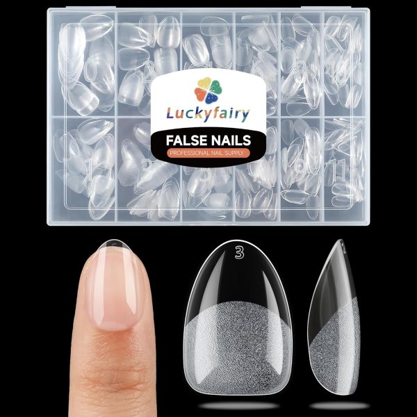 Luckyfairy Extra Short Almond Nail Tips, 360pcs Soft Gel Pre...