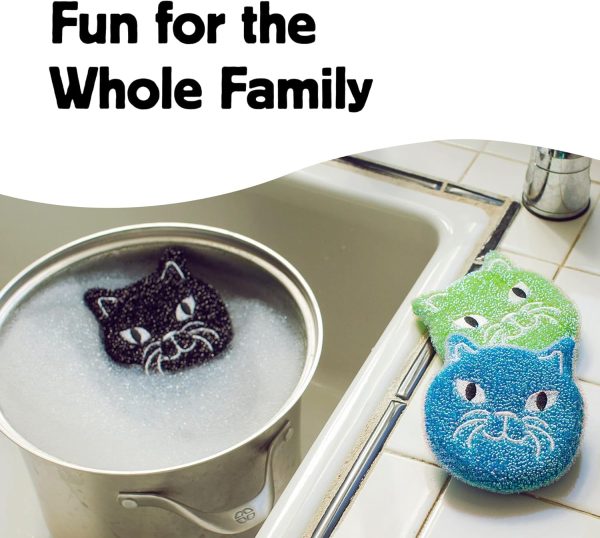 Kikkerland Reusable Cat Scrub Sponge – Cleaning Supplies for... - Image 3