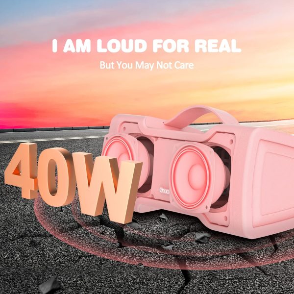 Oraolo Pink Bluetooth Speaker Louder 40W Portable Wireless S... - Image 2