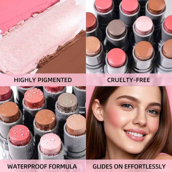 KIMUSE Cream Contour Stick Duo, Cream Blush, Bronzer Shaping... - Image 6