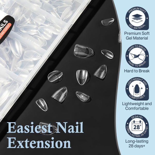 Luckyfairy Extra Short Almond Nail Tips, 360pcs Soft Gel Pre... - Image 5