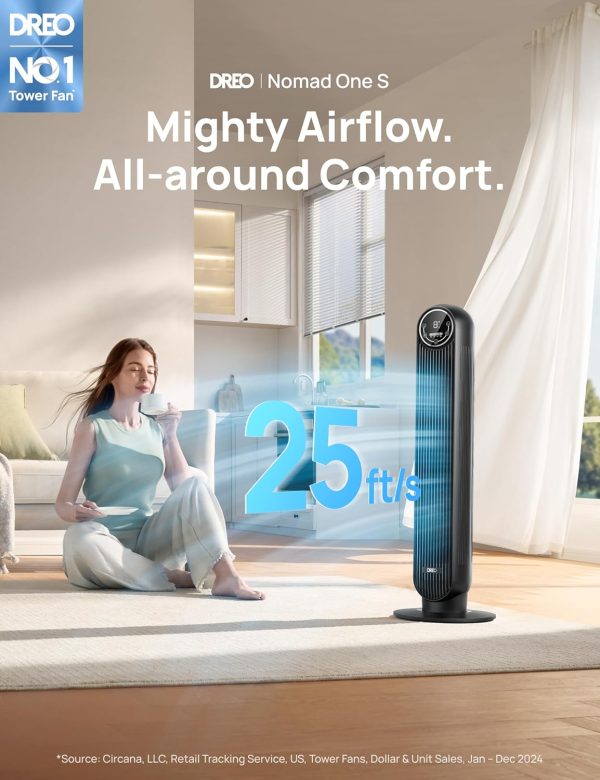 Dreo Tower Fan for Bedroom, Smart Oscillating Quiet Floor Fa... - Image 2