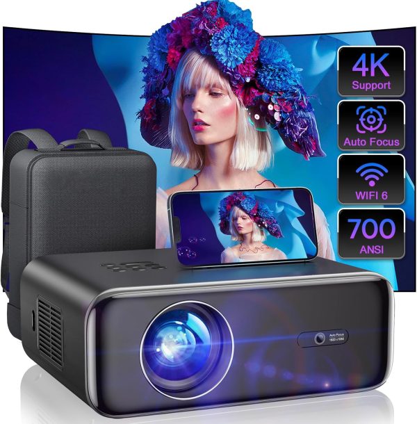 [Auto Focus/4K Support] Projector with WiFi 6 and Bluetooth ...