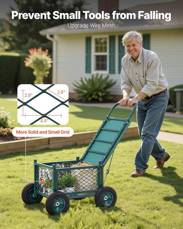 VEVOR Rolling Garden Cart with Seat, Metal Rolling Garden Wo... - Image 5