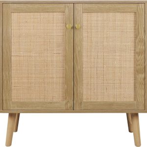 Anmytek Rattan Cabinet with 2 Doors, Accent Storage Cabinet ...