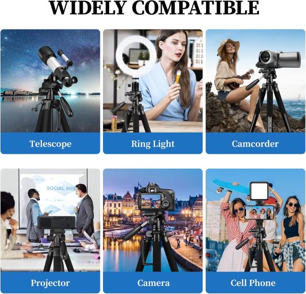 Tripod Camera Tripods, 74" Tripod for Camera Cell Phone Vide... - Image 6