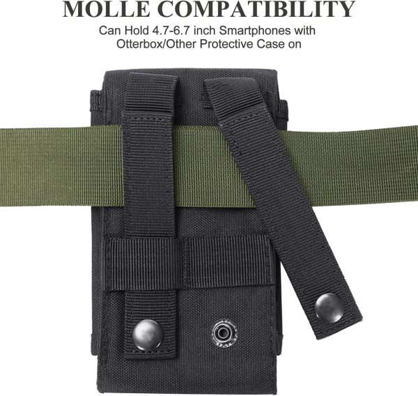 Heyqie Black Tactical Molle Waterproof Cellphone Pouch Case,... - Image 6