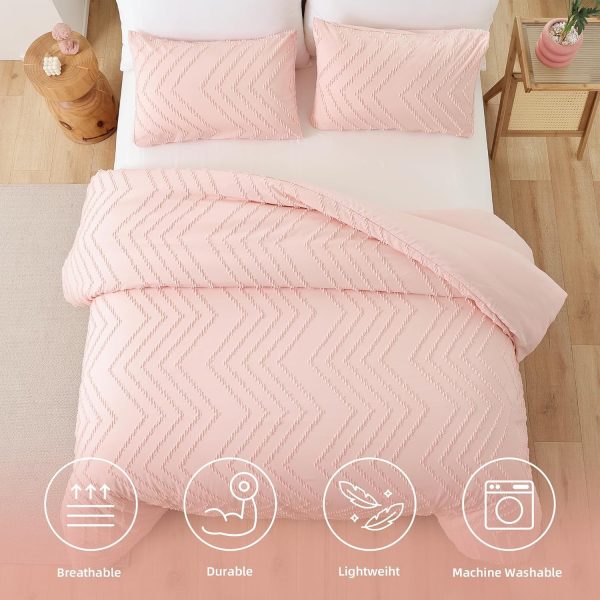 YIKUSH Pink Comforter Set King Comforter Set 3PCS (1 Tufted ... - Image 4