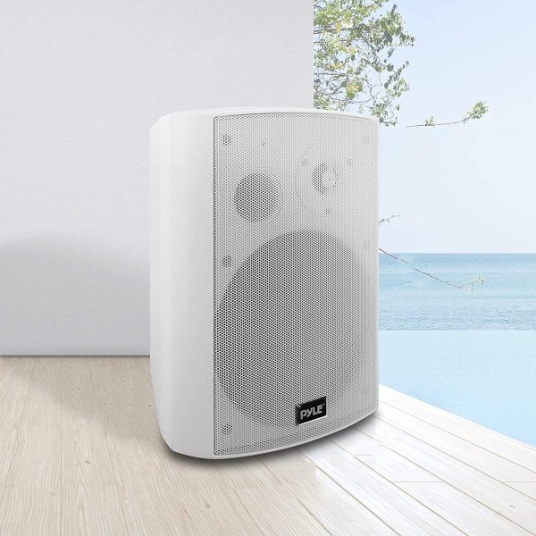 Pyle Outdoor Wall-Mount Patio Stereo Speaker - Waterproof Bl... - Image 2