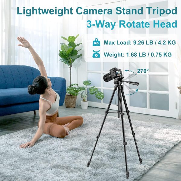 Camera Tripod, 68" Phone Tripod Stand for Camera Photo Video... - Image 5