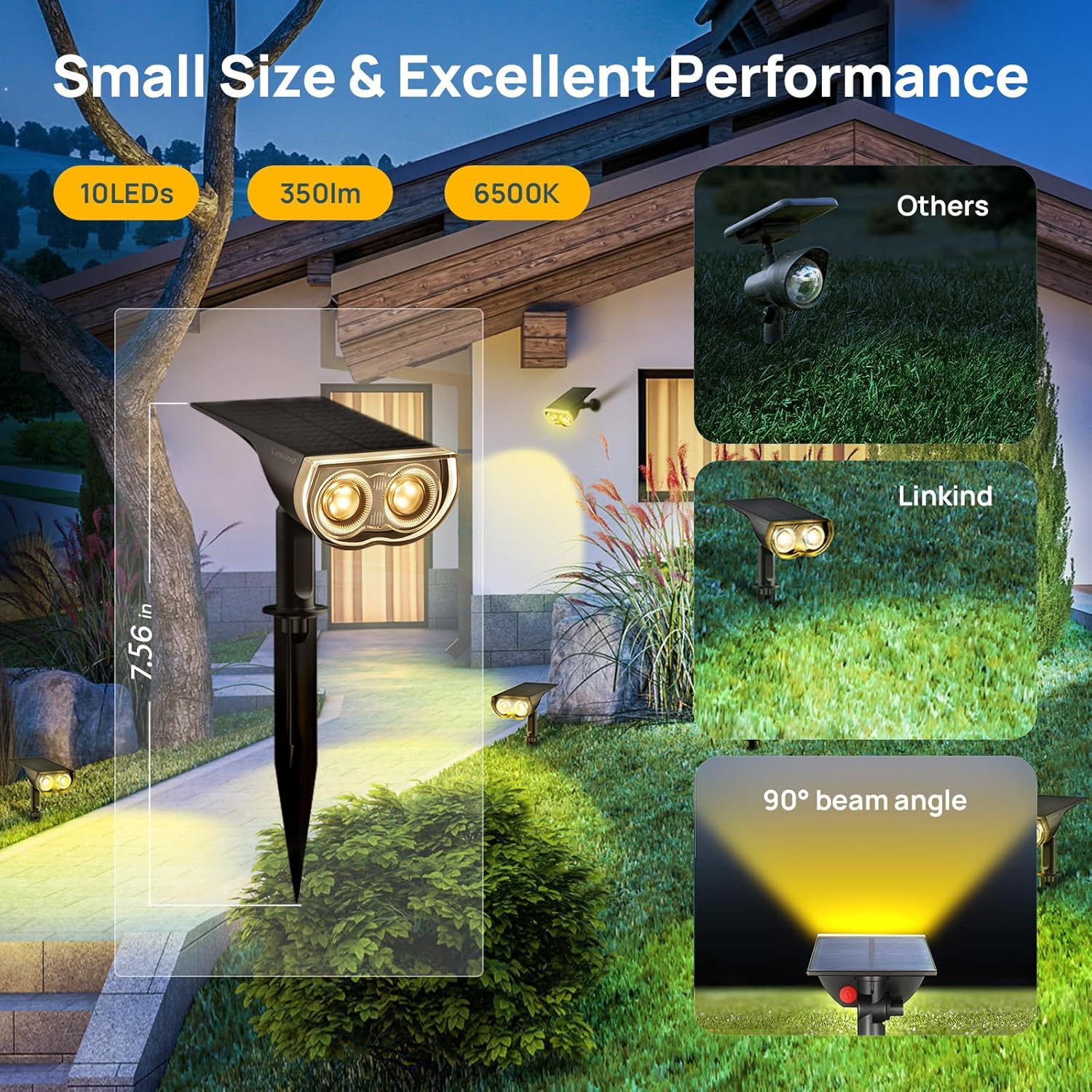 Linkind Solar Lights Outdoor StarRayS, Bright Solar Spot Lig…