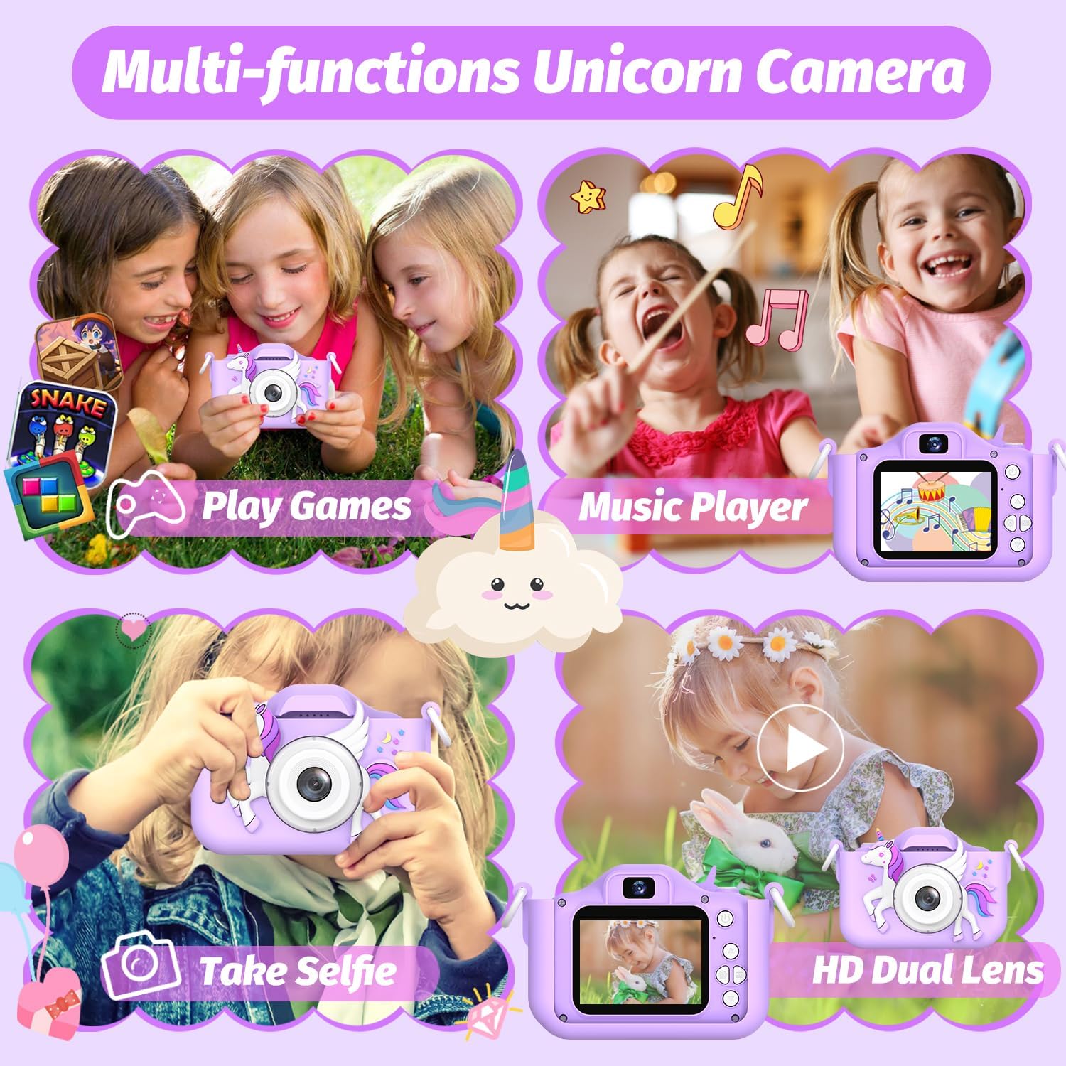 Upgrade Unicorn Kids Camera for Girls, Christmas Birthday Gi…