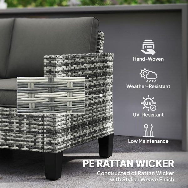 Outsunny 2 Seater Outdoor Sofa with Cushions, 44" Rattan Pat... - Image 6