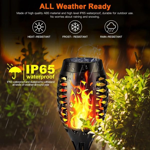 iBaycon 8 Pack Solar Torch Flame Lights, Waterproof Outdoor ... - Image 3