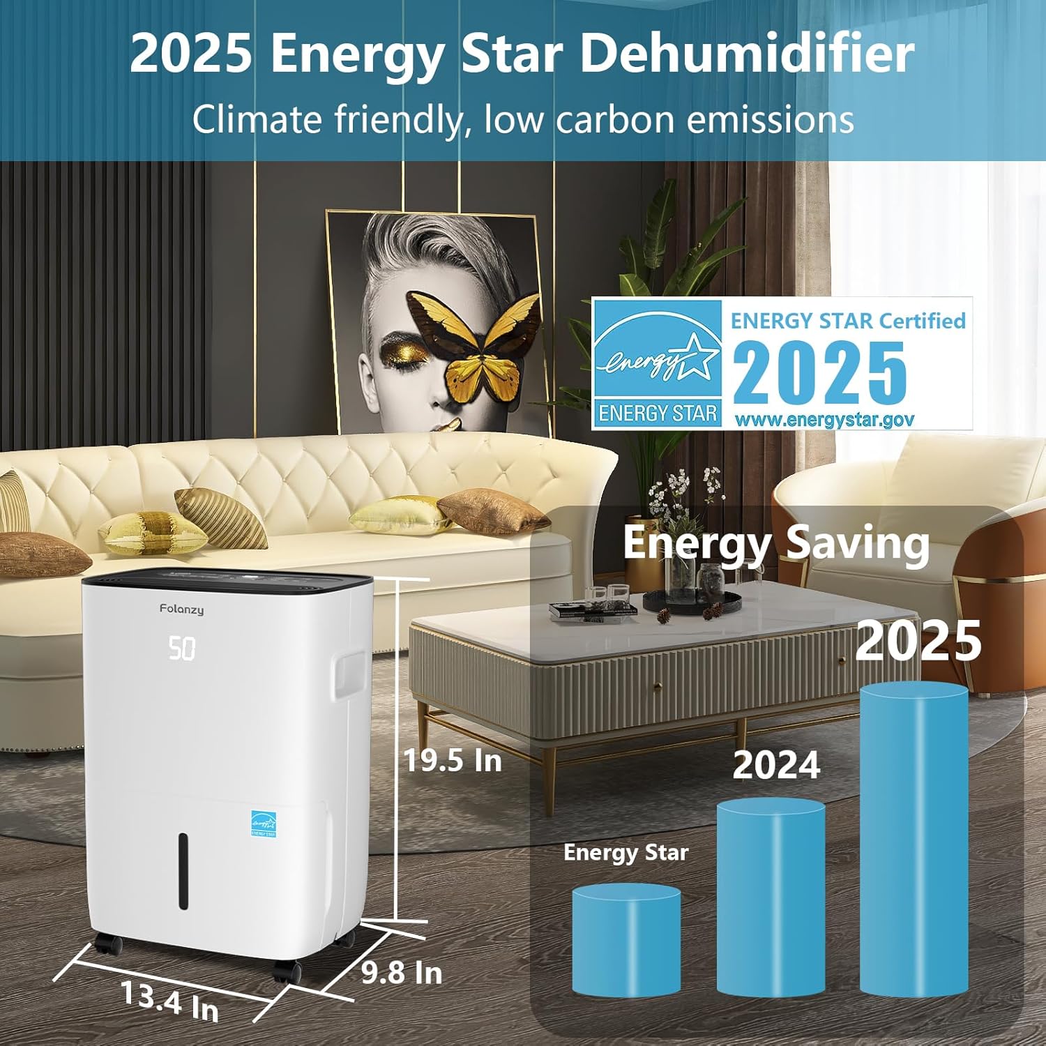 Smart Dehumidifier,Folanzy 120 Pints Energy Star Dehumidifie…