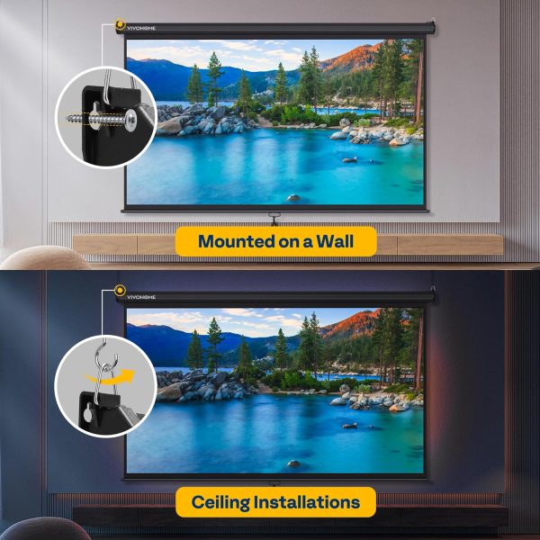VIVOHOME 100 Inch Manual Pull Down Projector Screen, 16:9 HD... - Image 4