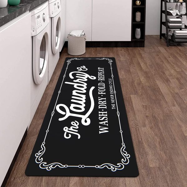 Pauwer Laundry Room Rug Runner 20"x59" Waterproof Rubber Lau... - Image 6