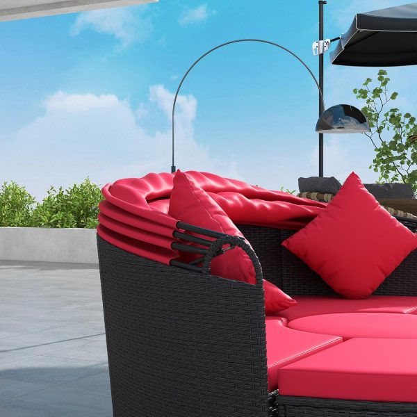 Outsunny 4 Pieces Outdoor Daybed with Retractable Canopy, PE... - Image 8