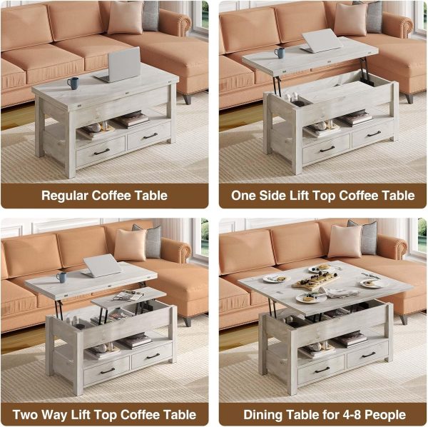 Rolanstar Lift Top Coffee Table with Drawers and Hidden Comp... - Image 5