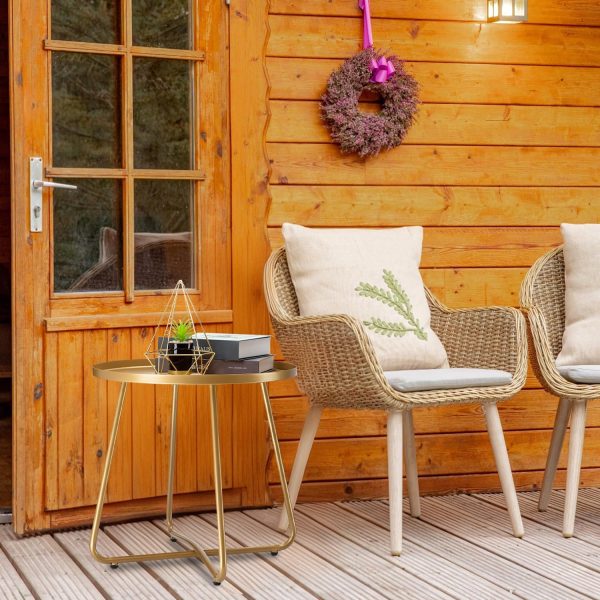 danpinera Outdoor Side Tables, Weather Resistant Steel Patio... - Image 9