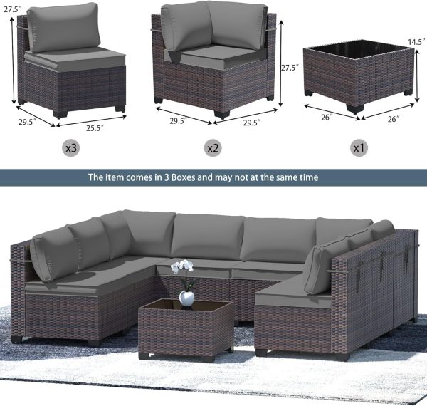 RTDTD Outdoor Patio Furniture Set, 9 Pieces Outdoor Furnitur... - Image 2