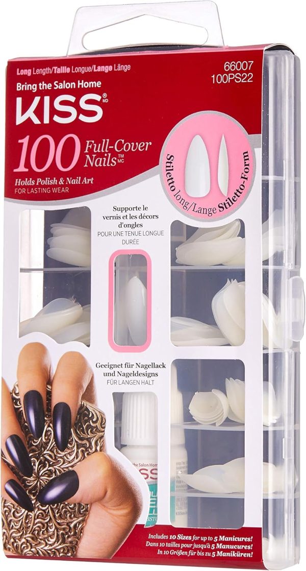 Kiss Nails 100 Count - Long Stiletto, 1 Count (100PS22C) - Image 3