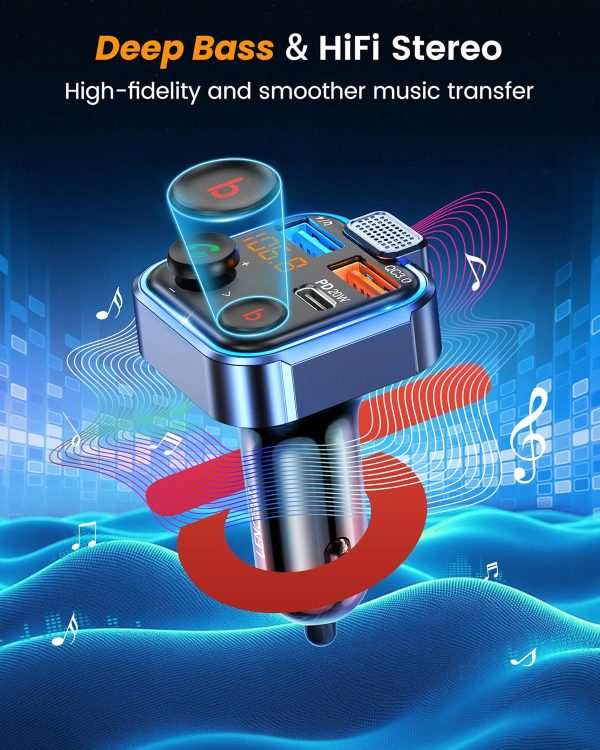 LENCENT Car FM Transmitter, Wireless Bluetooth 5.3 Radio Ada... - Image 3